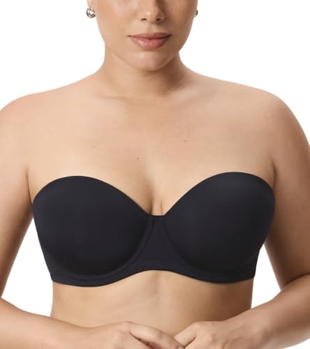 DELIMIRA Damen Trägerloser BH mit Bügel | Große Größen, Seamless, Dirndl BH, mit Geformte Cups, T-Shirt BHs, mit Abnehmbaren Trägern