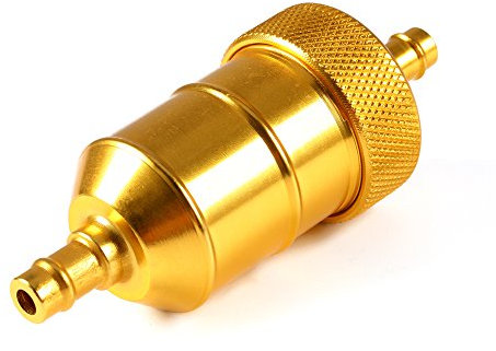 EVGATSAUTO Filtro carburante di ricambio per motocicletta, 1/4 6mm Filtro olio Benzina Gasonline Filtro detergente adatto per moto ATV Pit Dirt Bike Giallo