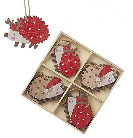 Weihnachtsbaumschmuck Igel aus Holz, bemalt