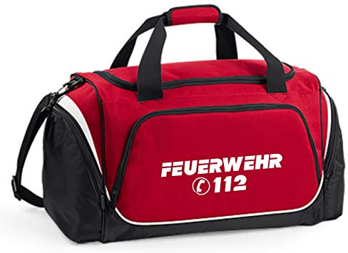 Feuerwehr-Sporttasche Notruf 112, rot 55 L, 62 x 32 x 30 cm