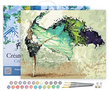 Figured'Art Peinture par Numéro Adulte avec Cadre Ballerine Moderne - Activité Manuelle Kit de Loisir Créatif DIY Numéro d'Art Complet - 40x50cm toile tendue sur châssis