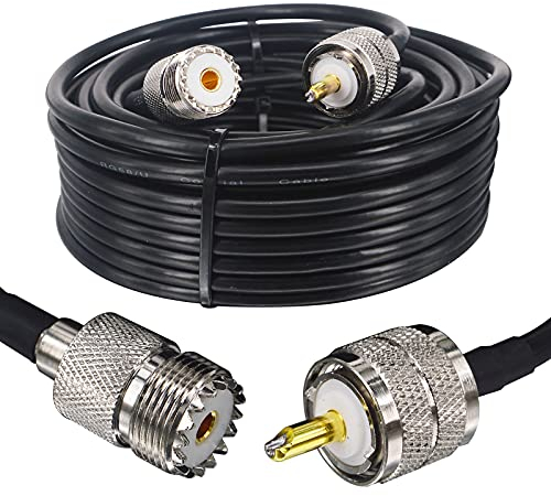 BOOBRIE Verbessert 10M UHF Kabel SuperFlex RG58 Pro Koaxialkabeladapter PL259 SO239-Koaxialkabel UHF-Stecker auf UHF-Buchse CB-Verlängerungskabel Verlustarmes Kabel für CB-Amateurfunk/Antenne/Rundfunk