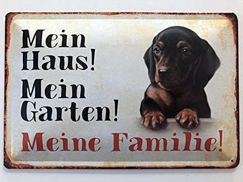 Metall Schild 20x30cm Hund Meine Familie Dackel Blechschild