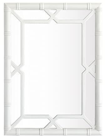 SORBARIA Fensterspiegel, Bambus-Optik, Massivholz, 23W x 31L 0.01H cm, Weiß, Wandmontage