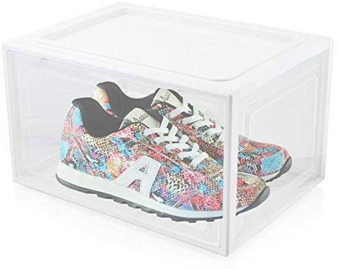 BITUXX LEX21 Schuhbox Stapelbar Aufbewahrungsbox Kunststoffbox Schuhkasten Schuhkarton Schuhorganizer bis Gr.47 (Weiß, 1 Stück)