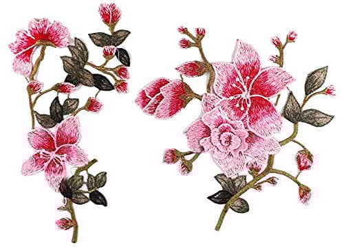 CENPEK Aufnäher mit Rosen-Motiv, zum Aufnähen, für Kleider, Hut, Tasche, Jeans, Basteln, Basteln, Kleidung, Zubehör, Rosa, 2 Stück