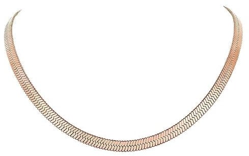 SERPENTINE IROZI. Rose Gold Necklace, Rose Gold Chain Necklace, Rose Gold Snake Chain Necklace, Rose Gold Herringbone Necklace,