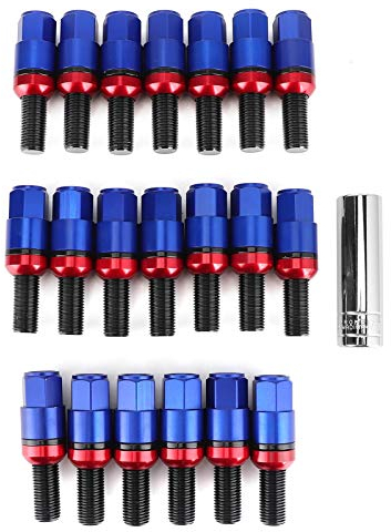 KIMISS Radschrauben, 20 Stück Verlängerte Radschrauben M14 X 1,5 Mm, Aluminiumlegierung, Verstärken die Schraubenstange, Passend für 718 (982)/911 Carrera(blau)