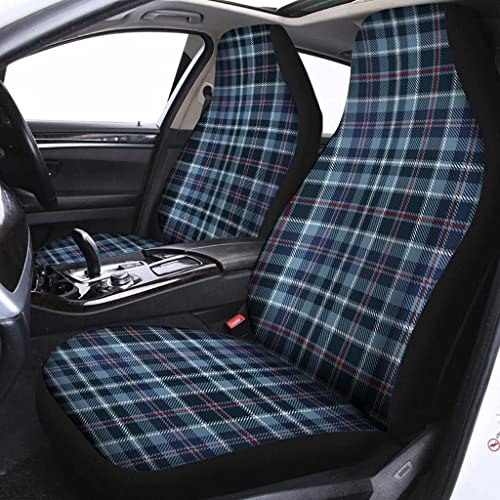456 Autositzbezüge 2 Stück, Tartan Blau Plaid Sitzbezüge Auto Vordersitze Universal Vordersitzbezüge Waschbar Auto Sitzbezüge Für Mann Frau Geschenk