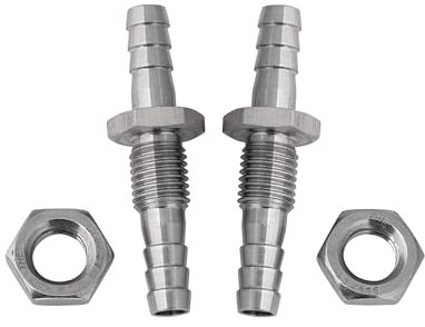Lot de 2 raccords cannelés en acier inoxydable pour tuyau de cloison 6 mm