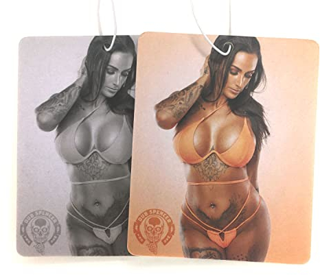 2x erotischer Auto Duftbaum Jeannette große Brüste | Kaugummi Duft fürs Auto | Bubblegum Boobs Lufterfrischer Air Freshener Autoduft Duftspender