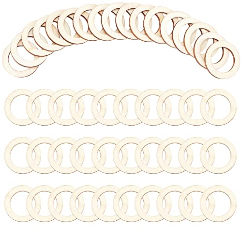 nbeads 100 Stück 30 mm unbehandelte Holzstücke Ringe Form, Kreis Ornamente Holz Verbindungsringe blanko Holzscheiben zum Malen Brandmalerei Wohnkultur, 20 cm Innendurchmesser