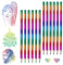 Ailvor Regenbogenstift, 12 Stück Regenbogenstifte Kinder, 4 in 1 Regenbogenfarben Stift, Buntstift Mehrfarbig, Zeichnung Bleistift Set für Kunst Zeichnung, Skizzieren und Färbung