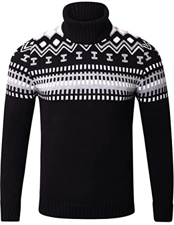 Reslad Rollkragenpullover Herren Pullover Rolli Grobstrick Norweger Rollkragenpulli Männer Winterpullover RS-3014