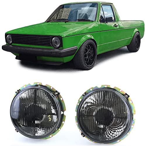 Scheinwerfer Schwarz Smoke mit Fadenkreuz für VW Caddy I 82-92 + Jetta I 79-84