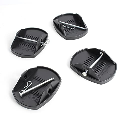 XPOtool Lot de 4 Plaques d’Appui – 180 x 145 x 50 mm – capacité Max. 4 t – avec >Broche en métal – Patin Coupelle de Support Caravane Camping-Car Cales de Support Pied de Vérin