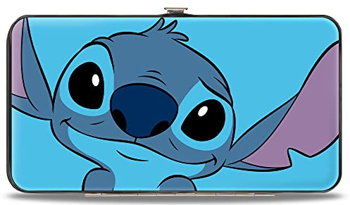Buckle-Down Disney Geldbörse, aufklappbar, Lilo und Stitch Stitch Sweet Smiling Pose Close Up Blues, veganes Leder, Blues, 7 x 4, Casual