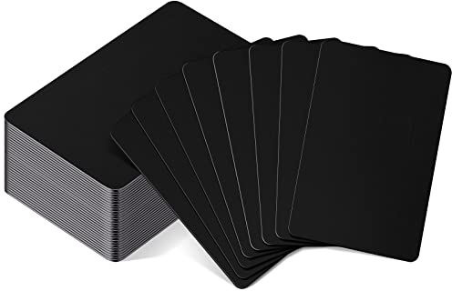 Patelai Blanko-Visitenkarten aus Metall, Dicke 0,8 mm, Metall-Lasergravurkarten für Haus, Büro, Kunden, DIY-Geschenkteller, Einladungen, 86 x 54 mm, Schwarz (30 Stück)