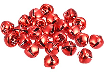 sourcing map 80 Stück Glöckchen, Metallglöckchen, 8mm Glöckchen Zum Basteln, Kleine Glocken, Schellen für Handwerk, DIY Weihnachten Dekoration, Geschenkdeko, Rot