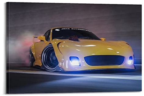 YIBIN JDM Poster für Mazda Rx7 FD Sportauto Rennauto Super Auto Poster Dekorative Malerei Leinwand Wandposter und Kunstbild Druck Moderne Familie Schlafzimmer Dekor Poster 60 x 90 cm