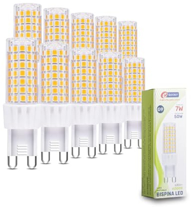 E-QUICKLY lampadina g9-7W equivalenti 50w, lampadina g9 luce naturale 4000k, alta efficienza 630 lumen, lampadine led g9 a basso consumo energetico, angolo di illuminazione 360°, 10PZ