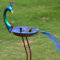 HLQMFHT 32,5 cm B x 97 cm H Pfauen-Vogeltränke für den Außenbereich, Metall-Vogelfutterstation, Vogeltränke, Teller, Garten, Rasen, Hof, Dekoration (mehrfarbig)