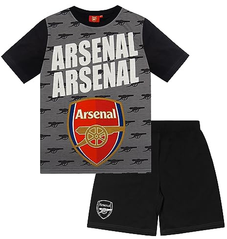 Arsenal FC Official Football Gift Boys Kids Short Pyjamas Black 12-13 Years