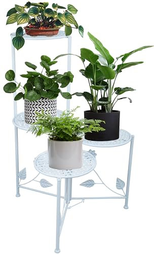 NAKUPE Pflanzenständer für drinnen und draußen, 3/4-stöckig, 76,2 cm hoch, Metall-Blumentopfhalter, Regale, gestuftes Pflanzenregal, Organizer, Pflanzgefäß, Aufbewahrungsregal für Terrasse, Balkon,