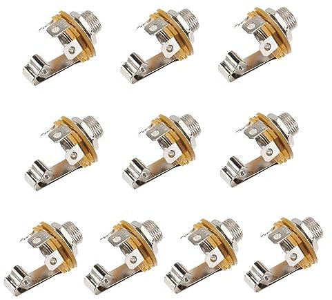 Amosfun 10st Mikrofonhalter Für Instrumente Gitarre Mono-eingangsbuchse Mikrofonbuchse Weiblicher Mikrofonanschluss Stereo-trs-buchse Mikrofon-mono-buchse Headset-ständer Kopfhörer Metall