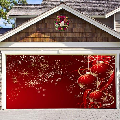 Chickwin Weihnachten Urlaub Garagentor Banner Abdeckung, Rot Große Größe Xmas Frohe Weihnachten Dekorationen für Happy New Year Outdoor Hintergrund Fotorequisiten (150x200cm,Rotes Liebesherz)
