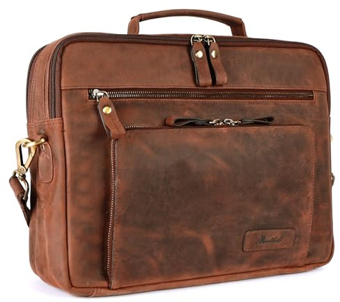 Benthill Laptoptasche Echt-Leder I Leder Umhängetasche für Laptop I Aktentasche für Notebook I Damen und Herren Tasche I Notebooktasche