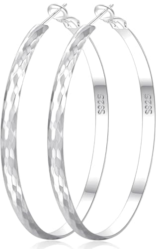 Senteria Creolen Silber 925 Groß Hypoallergen Silber Creolen Groß Leichte Ohrringe Sterling Silber Creolen Groß für Damen 30MM