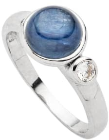 DUR Schmuck: Ring Polarstern, 925er Sterlingsilber mit Kyanit und Zirkonia, R5597 RingSize 56 (17.8)