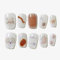 Sun&Beam Nails Handmade Press-on Short Square Silver Brown Hand-painted Cats Dogs Design Fashionable False Nail Tips 10 Pcs (#146 M)
