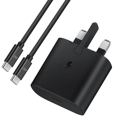 Samsung Fast Charger, USB C Fast Charging Plug UK and 2M Cable USBC to Type C Lead for Samsung Galaxy S24 S23 Ultra S22 S21 fe S20 A33 A34 A35 A53 5G A52S A54 A55 A16 A15 A14 A13 A12 A20E A05S
