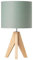 EDISHINE 36cm Bedside Lamp, Wood Tripod Table Lamp with Bean Green Linen Lampshade, ON/Off Switch, Desk Lamp for Living Room Bedroom, E27 Base, 2700K LED Bulb Included