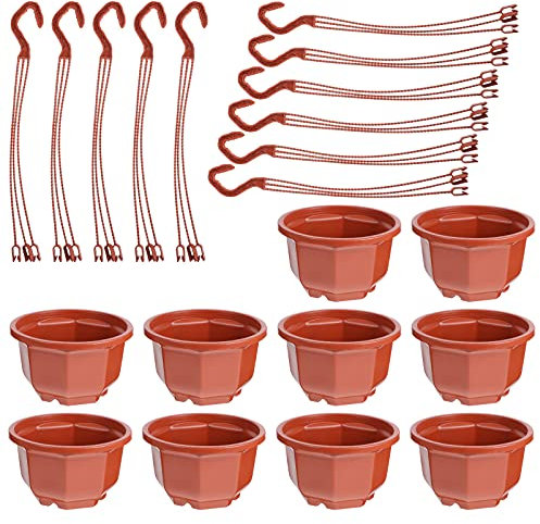 BESPORTBLE 10 Ensembles Pot de Fleurs en Plastique Vert aneth Jardiniere Plastique Pot de Fleur Plastique paniers Suspendus Pot pour Plantes dextérieur Plantes aériennes Porte-Manteau Cactus