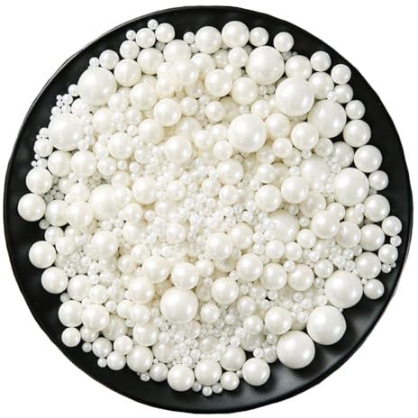 Weiße Perle Zucker Streusel, Essbare Süßigkeiten Perlen 120g, Mix Größe, Backen Kuchen Dekorationen, Eis Toppings und Keks Dekoration, Hochzeit Party Chirstmas Supplies