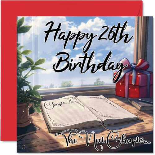 Stuff4 Anime-Geburtstagskarte zum 26. Geburtstag für Frau und Männer, The Next Chapter, Happy Birthday Karte für Sohn, Tochter, Bruder, Schwester, Onkel, Tante, Nichte, Neffe, Cousin, 145 mm x 145 mm