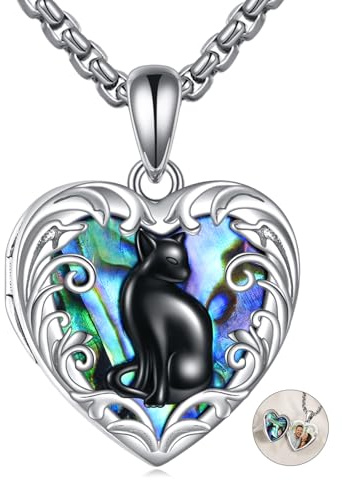 CUPENDA Pferd/Katze/Muschel Medaillon kette Halskette 925er Sterlingsilber mit Bildern Anhänger Medaillon Halskette Valentinstag Schmuck für Damen