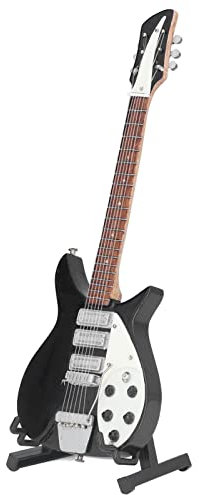 BSTCAR Kleine Gitarre mit Ständer Musikinstrument Gitarre Replik Sammelfiguren Gitarre Modell 1:6 Maßstab Puppenhaus Dekoration