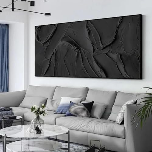 HIPWST Großes schwarz-weißes abstraktes Textur-Kunstposter flache Leinwand Gemälde Wandkunst Bild moderne Wohnzimmer-Heimdekoration 80 x 160 cm rahmenlos
