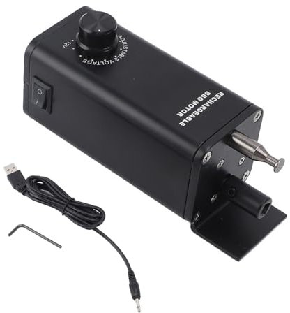 Mumusuki 10 W Rotisserie-Motor, Aluminiumlegierung, 3 Bis 12 V, Elektrischer Grillmotor mit Wiederaufladbarem Akku, Einstellbare Geschwindigkeit für Universalgrills