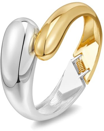 LILIE&WHITE Armreif für Damen Eleganter Armreif für Damen – Bicolor Design in Gold und Silber, Modernes Offenes Armband für Stilvolle Auftritte – Luxuriöser Schmuck für Alltag und Besondere Anlässe