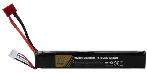 MXJFYY 11,1 V 2000 mAh 22,2 Wh wiederaufladbarer LiPo-Akku 3S 30C, Akkustick kompatibel mit Deans T-Anschluss für Airsoft-Gewehr-Luftgewehr-Modell