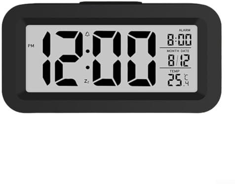 Digital LCD Alarm Clock, With Calendar Thermometer For Desk Travel Office Decor, Bedroom, Bedside, Office& Travel(black)