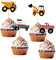 48 Stück Bagger Baustelle Tortendeko,Baufahrzeug Cupcake Topper,Kuchen Deko Kindergeburtstag, Happy Birthday Tortendeko für Jungen Geburtstag Party Kuchen Dekoration Supplies