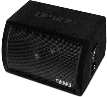 Option PULSE-6BRA - Subwoofer attivo in alloggiamento compatto Bass Reflex da 220 Watt RMS - Subwoofer piccolo da 16,5 cm con bassi potenti, telecomando a livello incluso