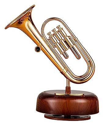 Cabilock 1 Stück Spieluhr Saxophon Mini Tuba Home Desktop Dekoration Musikspielzeug Trompete Themenbüro Musik Tischdekoration Saxophone Tuba Trompete Figur Musikdekorationen Kunststoff