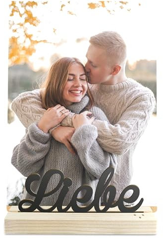 Elbeffekt Liebe Geschenk - Schriftzug mit Fotografie Holzbild - Personalisierte Liebe Geburtstagsgeschenke